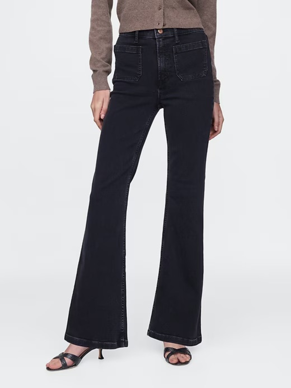 GAP High Rise 70s Flare Jeans Stretch Black - Size 27